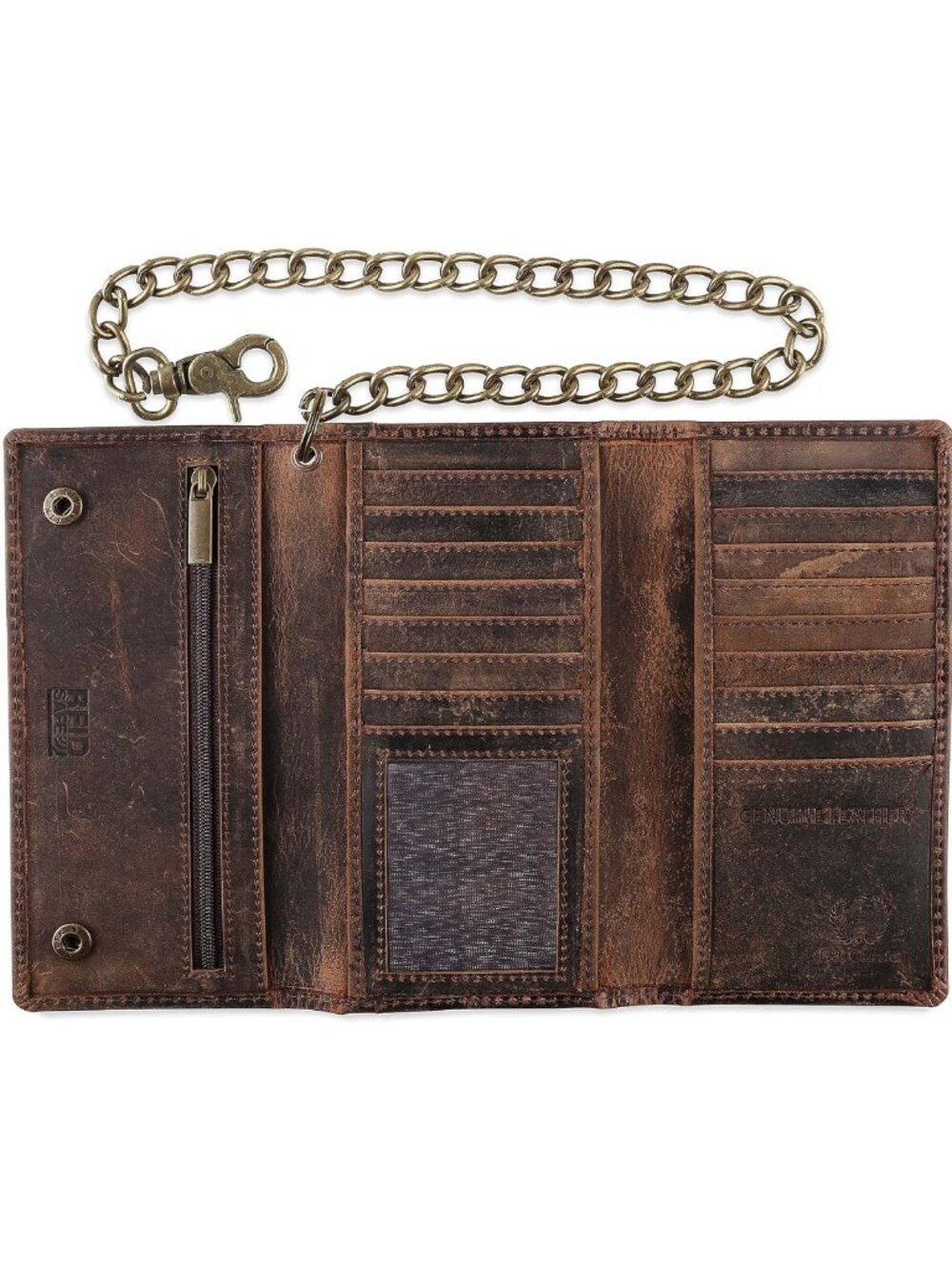 Classic RFID Blocking Men's Tri-Fold Wallet - Vintage Cowhide Leather, Steel